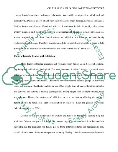 Cultural Issues in Dealing with Addiction