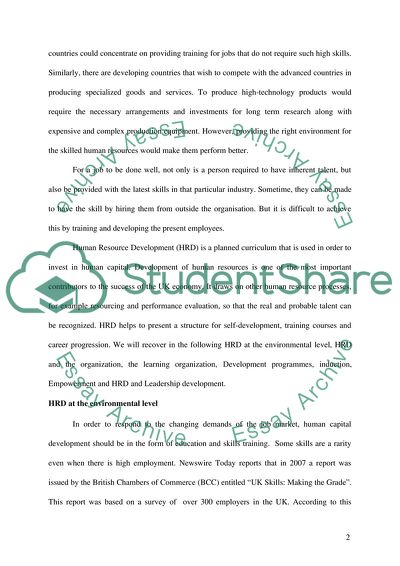 How Crucial Is HRD to the Economy of a Country: The Great Britain