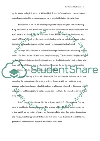 About the Power of One in Freedom Writers - Erin Gruwells Story