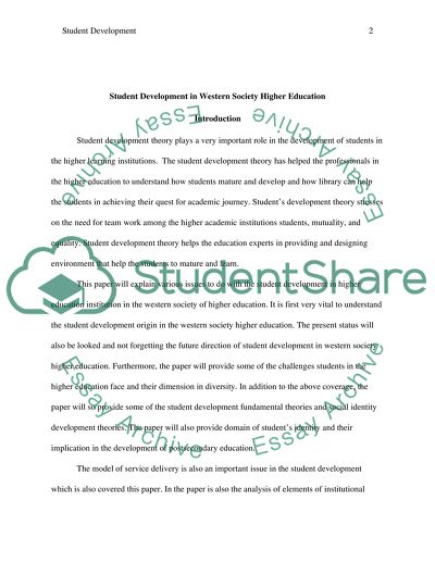 Student Development in Western Society Higher Education