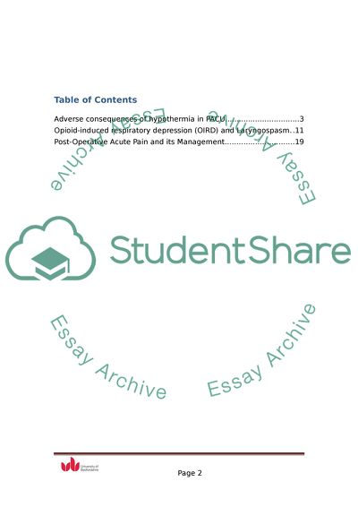 Adverse Consequences of Hypothermia in Post Anaesthetic Care Unit