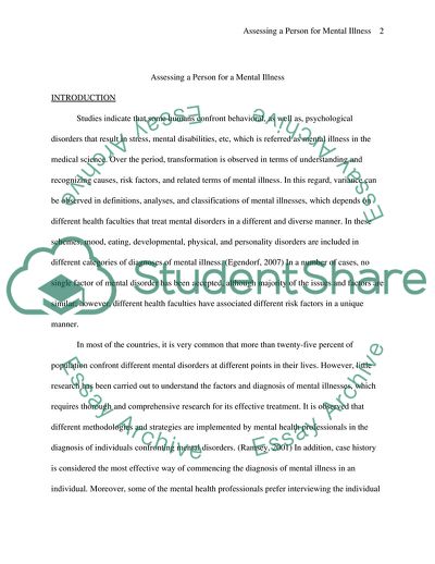 Assessing a Person for a Mental Illness