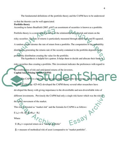 Relevance of Portfolio Theory and Capital Asset Pricing Model