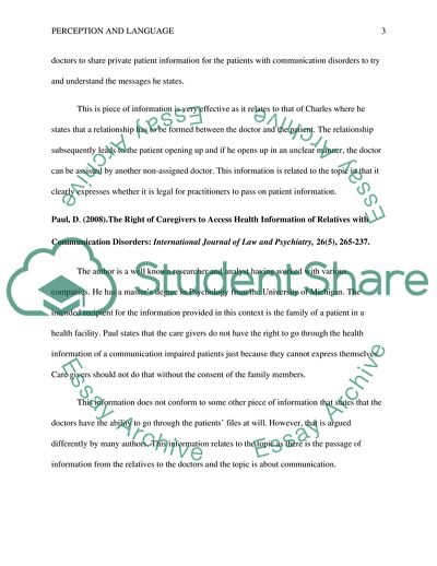 The Role of Perception in Language Development