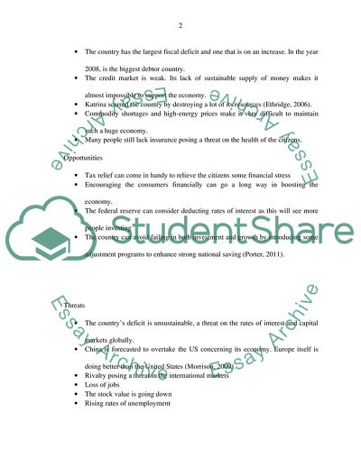 The USA Strengths, Weaknesses, Opportunities, Threats