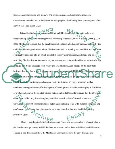 Montessori and Child Early Learning and Development