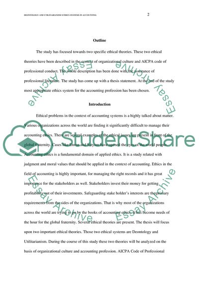 Deontology and Utilitarianism Ethics Systems in Accounting