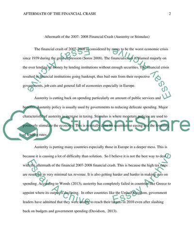 Aftermath of the 2008 Financial Crash