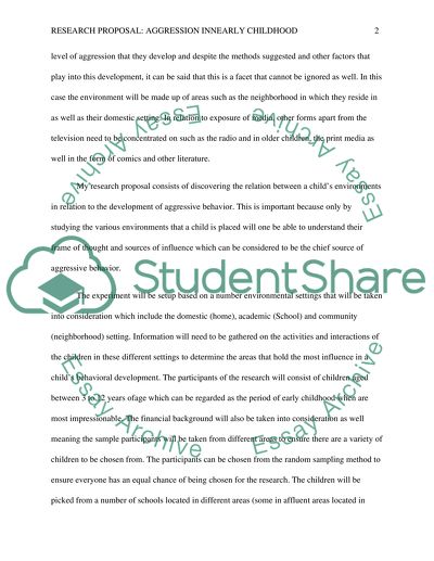 Causes and Consequences of Aggression in Early Childhood