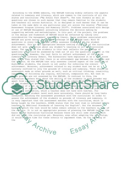 Evaluating NAPLAN as a Performance Measurement System