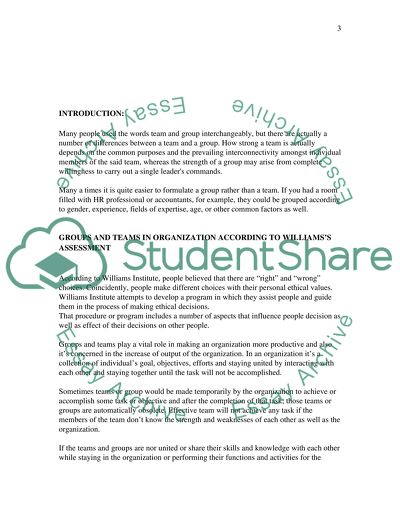 GROUPS AND TEAMS IN AN ORGANIZATION