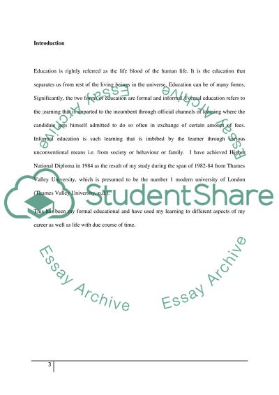 How you have applied your prior learning at HND Business studies level in your work