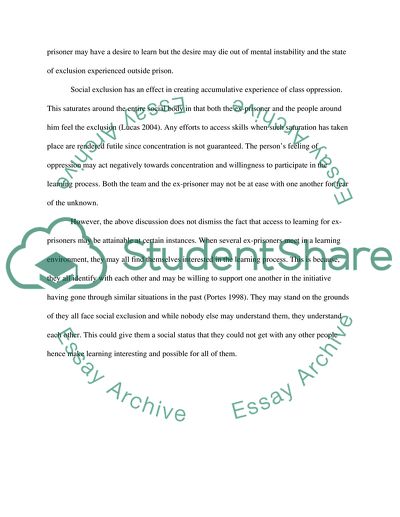 How do ex-prisoners social exclusion impact upon access to Learning