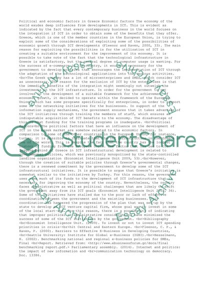 Political and Economic Factors, than influence ICT Developments in Greece