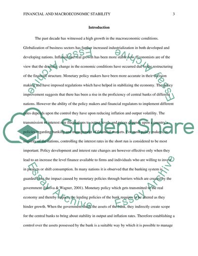 Financial and Macroeconomic Stability