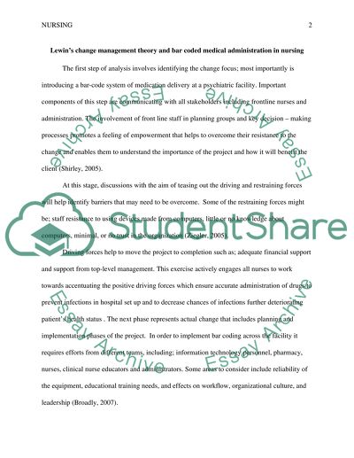 Lewins Change Management Theory in Nursing