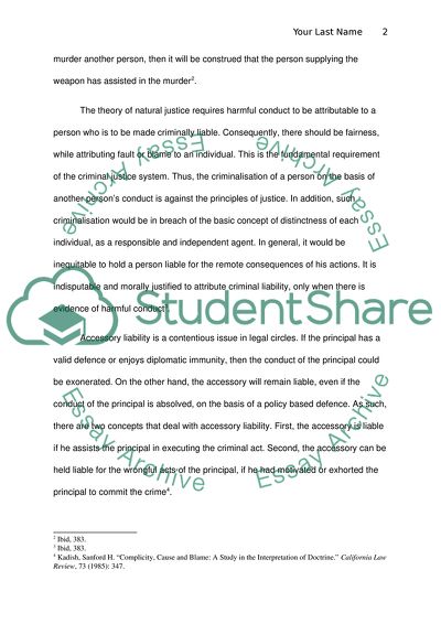 Mens Rea in Relation to Accessories