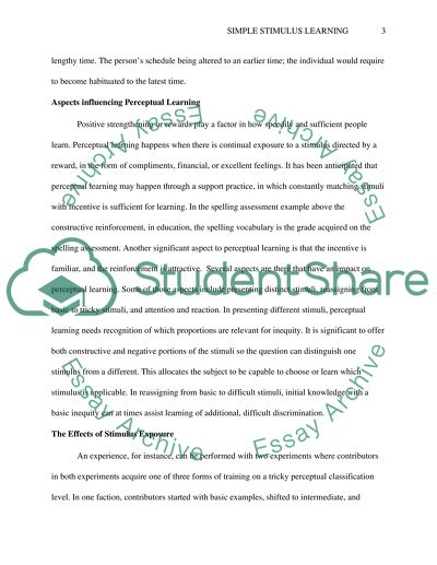 Simple Stimulus Learning - Concept of Habituation