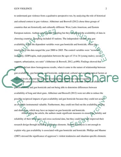 Gun Violence: Qualitative and Quantitative Studies