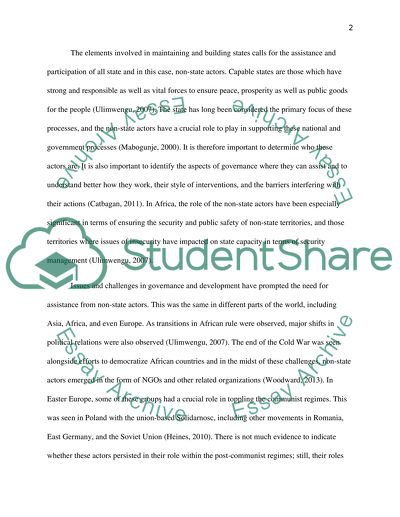 An Increased Presence of Non-state Actors