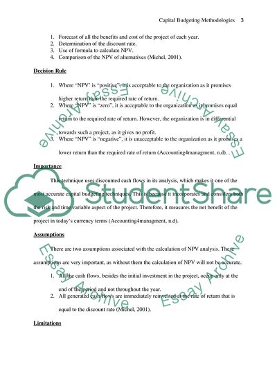 Analyze Capital Budgeting Methodologies (NPV, IRR, MIRR, etc..)
