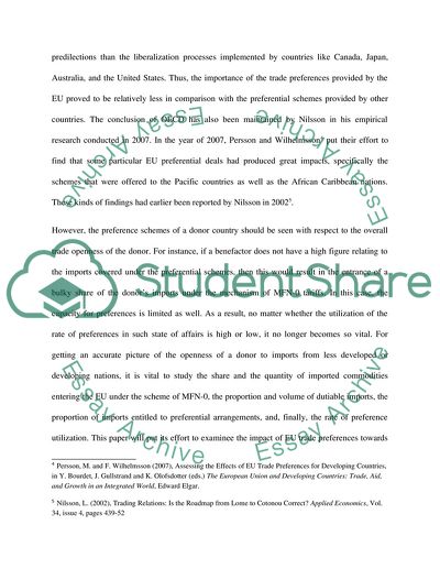 The European Union Trade Preferences towards Developing Countries