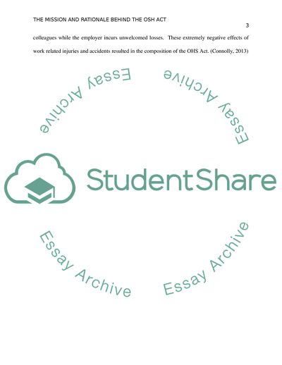 Mission and Rationale behind OSH Act