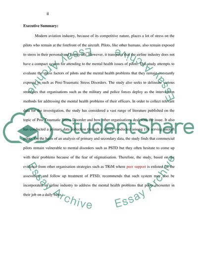 Post Traumatic Stress Disorder in aircraft pilots