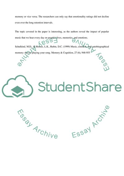 Psychology of Music- research article summary #2