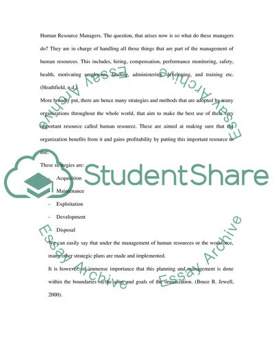 The Role of Strategic Human Resource Management in the Organization