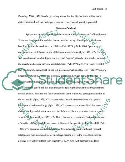 Galtons Definition of Intelligence, Sternbergs Model, and Spearmans Model
