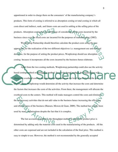Costs of the Companies in the Manufacturing of Their Products