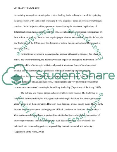 Critical Thinking in the Field of Military