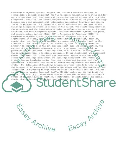 Information and Communication Technologies for Knowledge Management