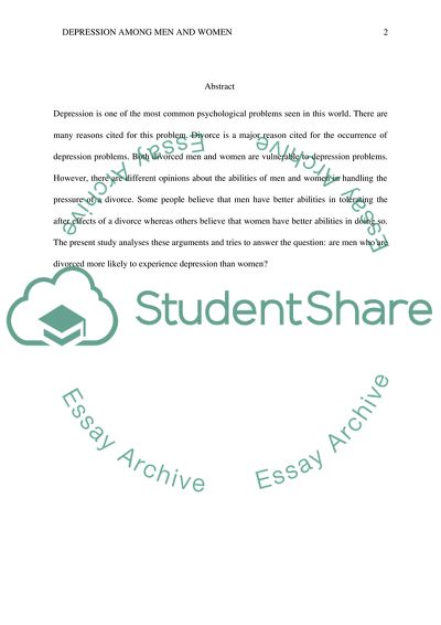 Are Men Who Are Divorced More Likely to Experience Depression Than Women