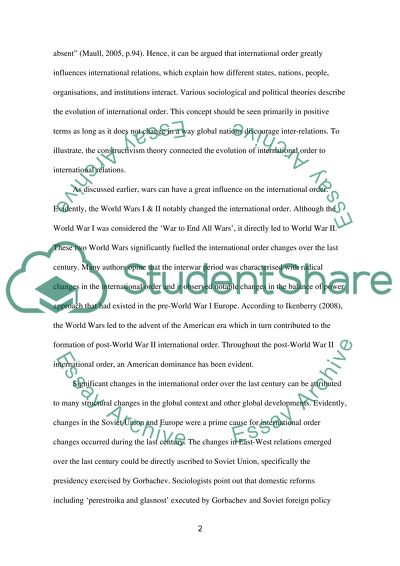 Changing of International Order in the Last Century