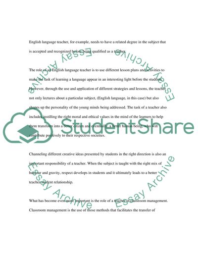 Teachers Role in Classroom Management