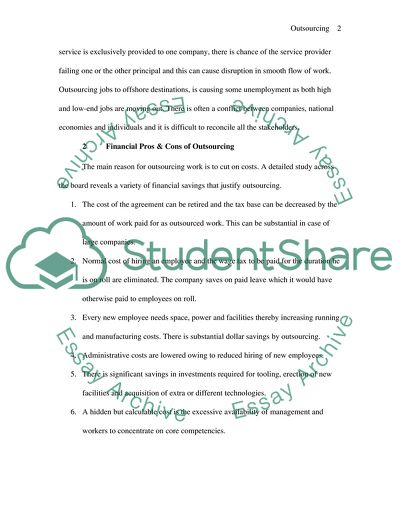 The Financial Pros and Cons of Outsourcing