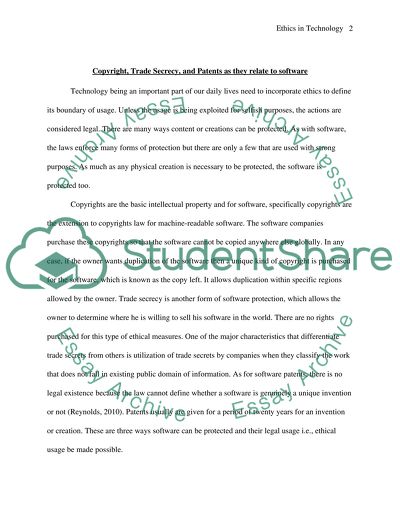 Copyright, Trade Secrecy, and Patents as They Relate to Software