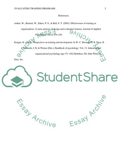 Topic: Evaluating Training Programs