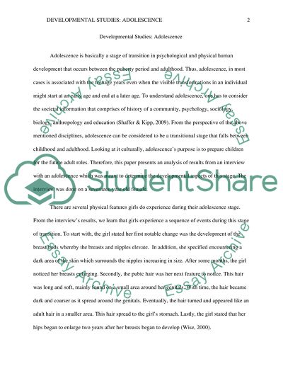 Developmental Studies: Adolescence