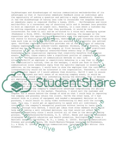 Advantages and Disadvantages of Various Communication Methods