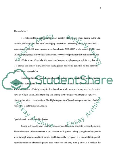 Critical Review of the Social Position of Young Homeless People