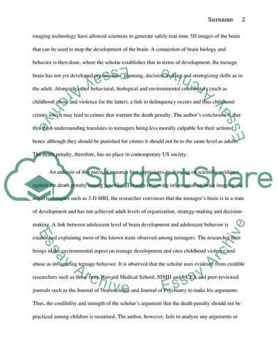 Criminal Justice System in Regards to the Death Penalty on Juveniles