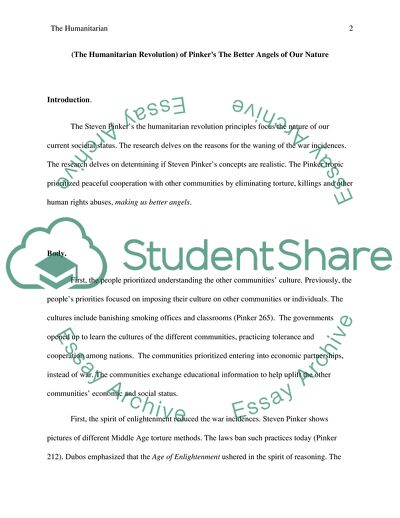 The Analyze of The Humanitarian Revolution of Pinkers The Better Angels of Our Nature