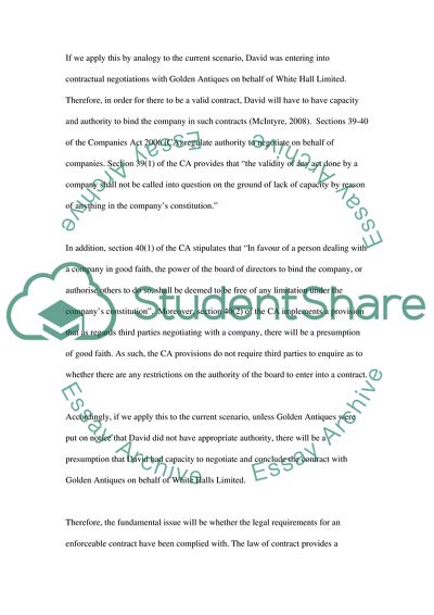 Negotiations between White Halls Limited and Golden Antiques