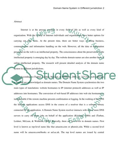 Domain Name System in Different Jurisdictions
