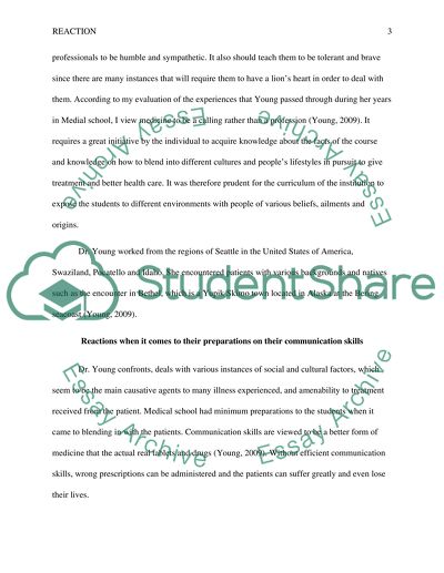 Thoughts of Medical School as Seen through the Experience of Dr Audrey Young