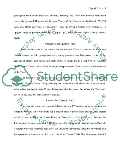 The Olympic Truce and its Applicability in Modern Times