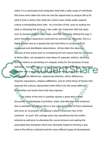 Africa: Breaking Stereotypes and Personal Growth as a Function of Knowledge Acquisition